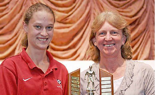 The female Golden Boot for 2010, Chelsea Coleman from Alstonville FC, with local women’s soccer stalwart, Val Dowse. The female Golden Boot for 2010, Chelsea Coleman from Alstonville FC, with local women’s soccer stalwart, Val Dowse.